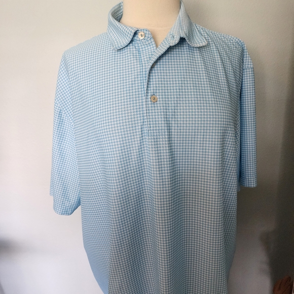 Peter Millar Polo Men's XL Blue Gingham - Picture 1 of 8